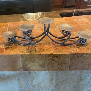 Pewter metal candelabra
